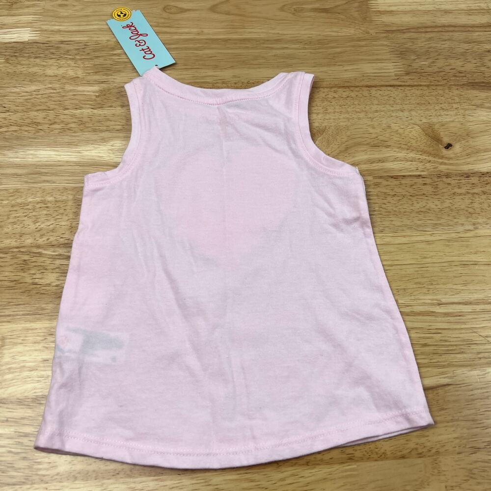 Cat & Jack Toddler Girls' Pink Floral Heart Graphic Tank Top - Size 18M - NWT - Picture 6 of 6